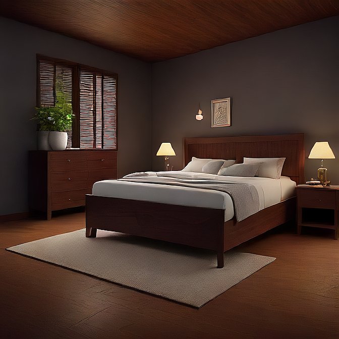 Bed with cushioned headboard