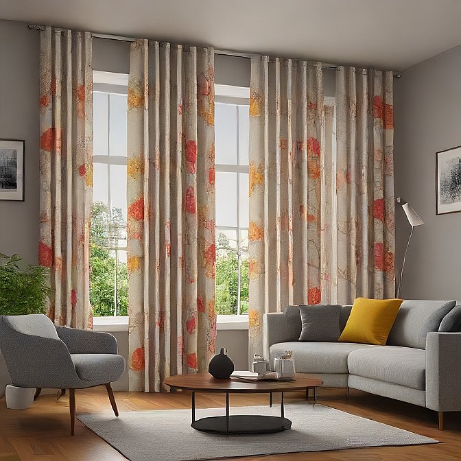 Elegant curtains, neutral tone