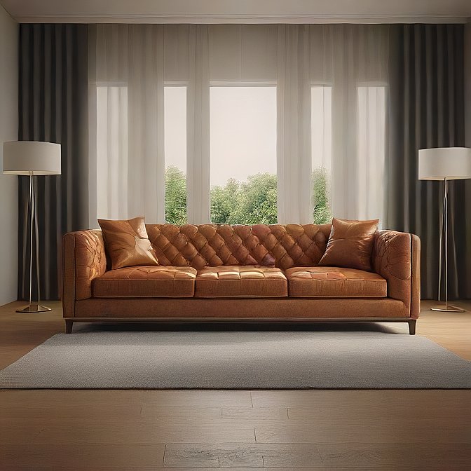 King size bed with leather headboard
