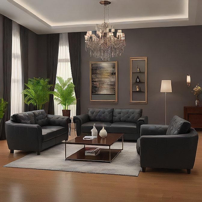 Premium leather sofa with chaise