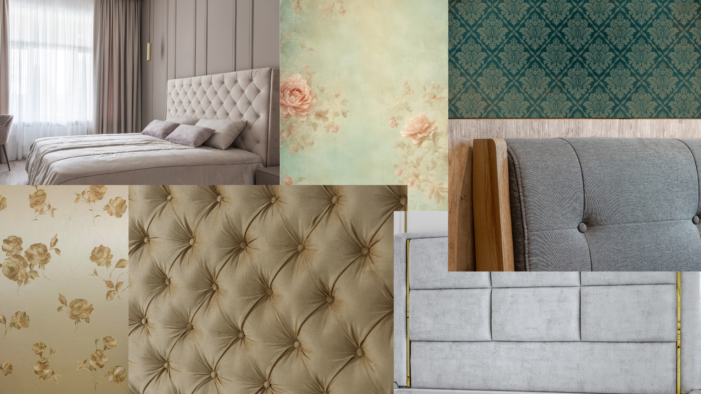 Decorative wallpaper and headboard